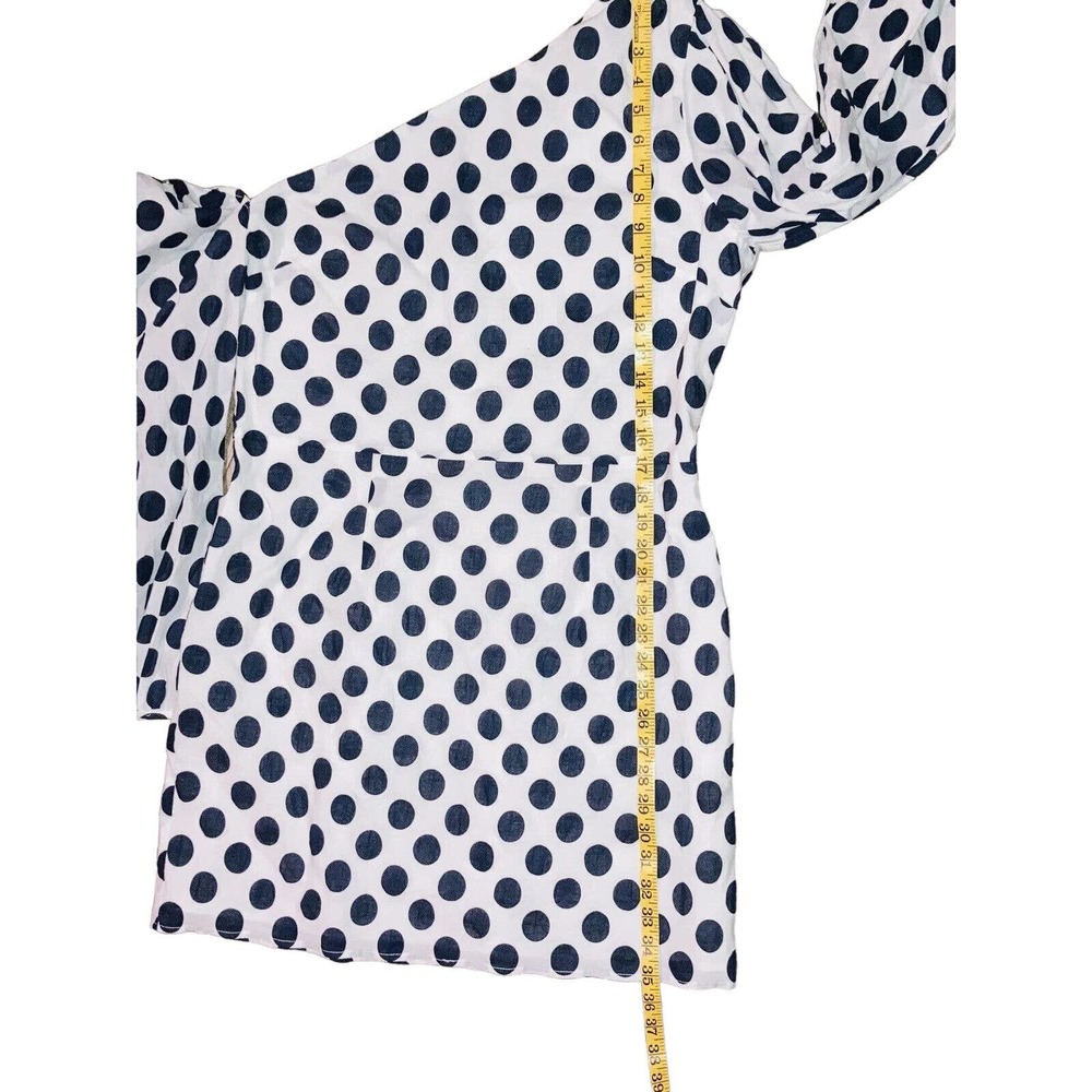 Lovers + Friends Andy Polka Mini Dress Asymmetric Neck Balloon Sleeve Size XL - Picture 5 of 12